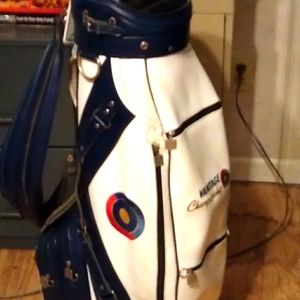 - Vintage Vantage Wte&Blu Leather Golf bag in with deep 10* pockets
